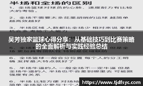 吴芳独家篮球心得分享:从基础技巧到比赛策略的全面解析与实践经验总结